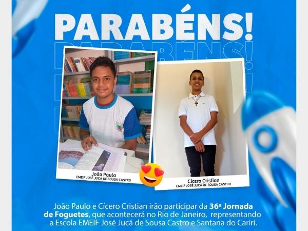 O município de Santana do Cariri será representado por dois alunos na 36ª Jornada de Foguetes.