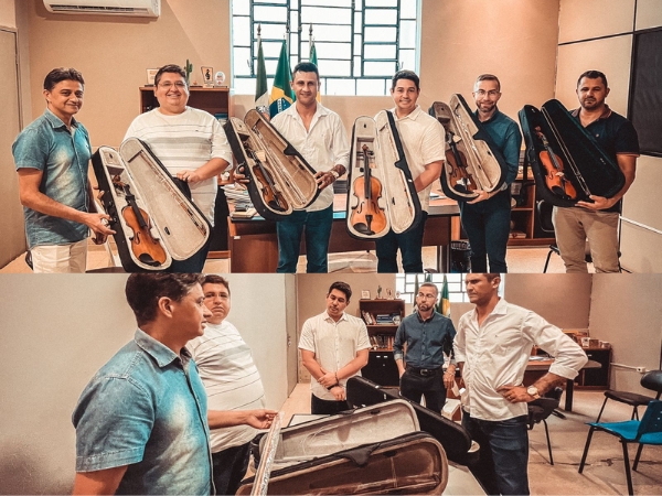 Novos instrumentos foram entregues nesta terça-feira (13) para a Orquestra Infantojuvenil Santanense.